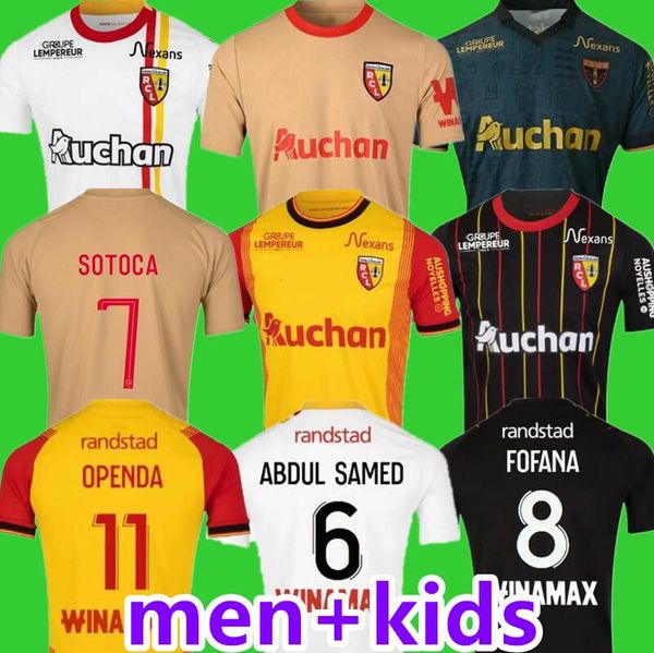 23 24 Maillot Rc LeNs maglie da calcio Kit per bambini Champions League Camicie da calcio Piede Casa Trasferta Terzo 3 ° 2023 2024 Piede SOTOCA PEREIRA FOFANA Danso Sotoca Nero Bianco