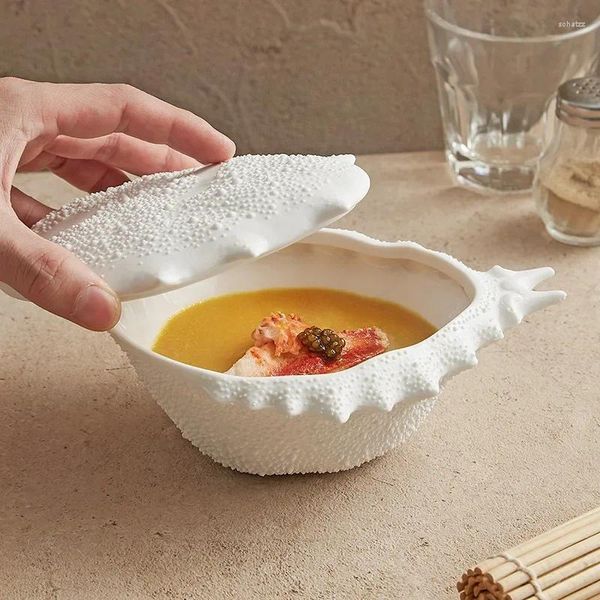 Set di stoviglie Ciotola di granchio Zuppa di ceramica Noodle Stoviglie speciali Sensazione di fascia alta Posizionamento di piatti commerciali di lusso
