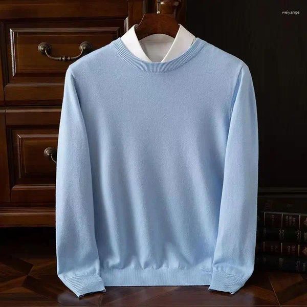 Maglioni da uomo Maglione di cashmere O-Collo Maglioni lavorati a maglia Manica lunga Pullover maschile Morbido caldo Abbigliamento di lana Moda Maglia di grandi dimensioni