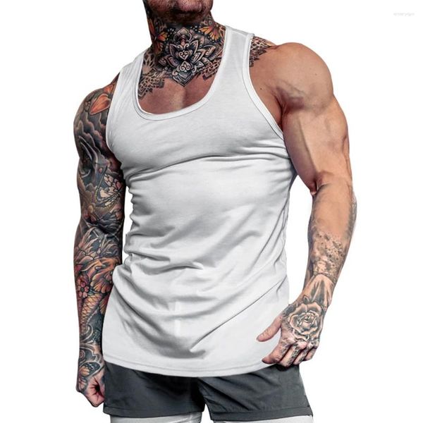 Herren Tank Tops Herren Weste T-Shirts Bluse Workout Bodybuilding Marke Rundhalsausschnitt Fitness Muscle Gym