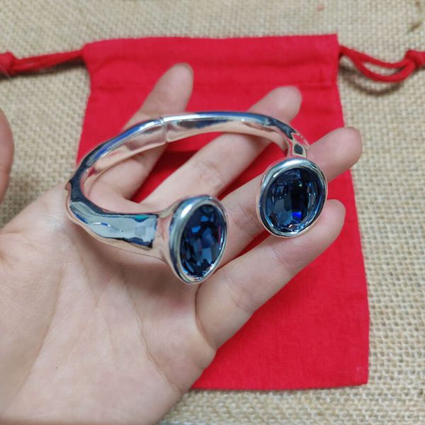 Designer de jóias de luxo colar marca moda espanhola céu estrelado série azul cristal prata banhado pulseira aberta volta das estrelas presente