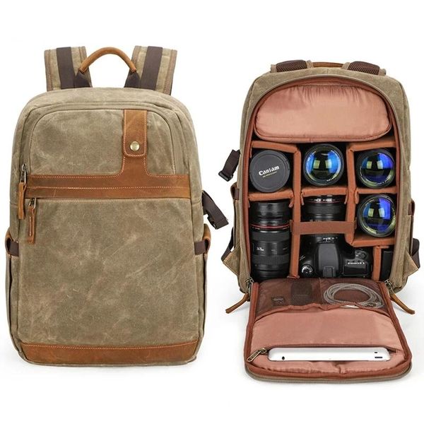 accessori Fotocamera Impermeabile Retro Batik Canvas Dslr Spalle Zaino Uomo Donna Viaggio Outdoor Elegante Video Treppiede Custodia da trasporto Borse