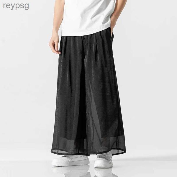 Pantaloni da uomo Pantaloni larghi estivi da uomo e da donna stile Harajuku tradizionali Fjpants gambe dritte harem traspirante nero bianco 3xl YQ240115