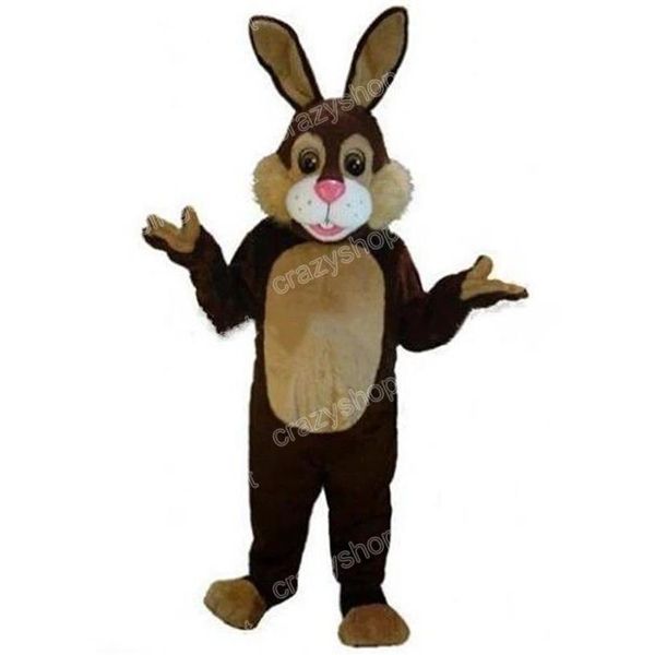 Halloween Costume da mascotte di coniglio marrone Personaggio dei cartoni animati Abiti Vestito operato per uomo Donna Festa di carnevale di Natale all'aperto Ou250M
