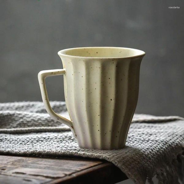 Canecas 250ml retro cerâmica caneca de café listrada xícara de chá de cerâmica grossa com forno de alça mudou presente de água