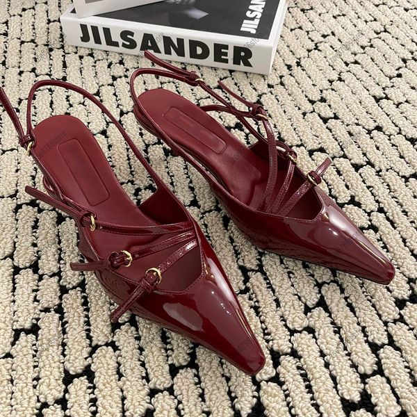 Designer-Damen-Schuhe mit niedrigem Absatz, Designer-High-Heels, rosa, blaues Lackleder, feiner Absatz, Leder, spitzer Zehenbereich, Kätzchen-Absatz, schwarz, Hochzeitsschuhe, Party-Schuhe