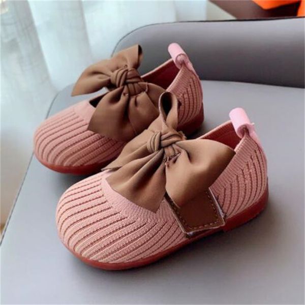 Kinder Schuhe Baby Weichen Sohlen Kleinkind Schuh Gestrickte Tuch Mädchen Einzelnen Schuhe Bogen Prinzessin Sandalen Kinder Sneaker