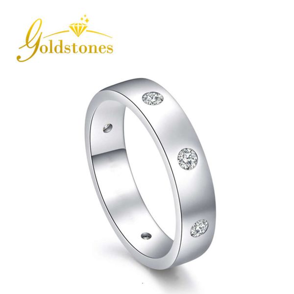 Venda quente 9K 14K Anéis de joias Anel de casamento de moissanite branco em ouro maciço