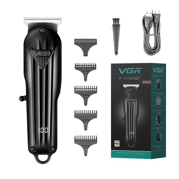 VGR Saç Döşeme Ticareti Profesyonel Clipper Electric Tblade Kesme Makinesi 0mm LED Ekran Erkekler İçin Berber V982 240115