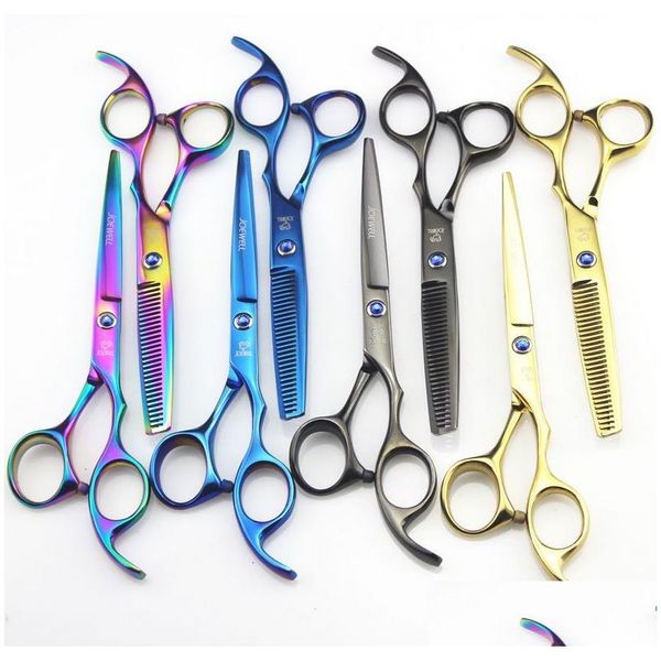 Forbici per capelli Joewell 5,5 pollici/6,0 pollici 4 Colros Taglio/Diradamento Blu/Balck/Arcobaleno/Oro Drop Consegna Prodotti Cura Strumenti per lo styling Othmx