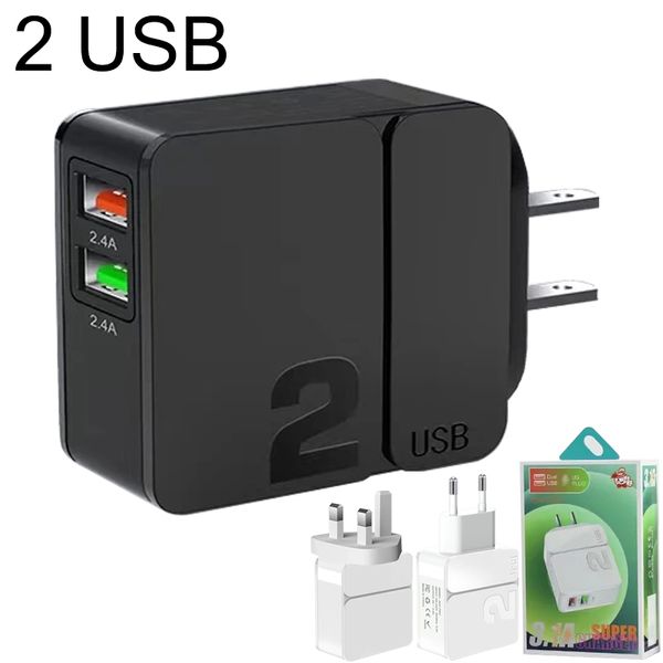 Dubbele USB-muuradapter ABS-materiaal 3,1 A Telefoonladers EU VS VK Aangepast voor iPhone Samsung smartphone