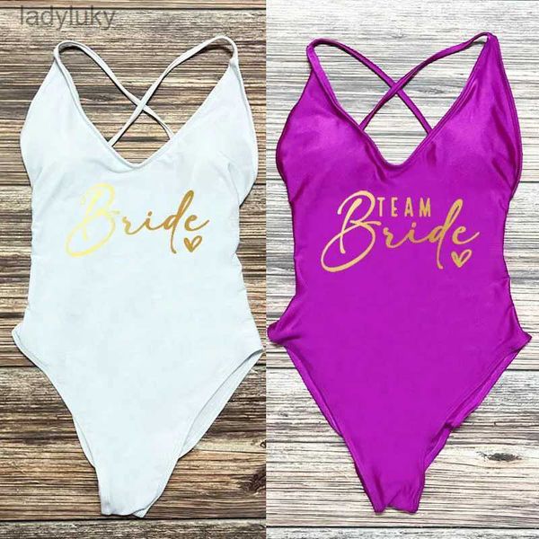 Swim Wear Team Bride Love Bikini 2023 Frauen Sexy Body Einteiliger Badeanzug Braut Bademode Frauen Bachelor Party Schwimmen Beachwear FemmeL240115