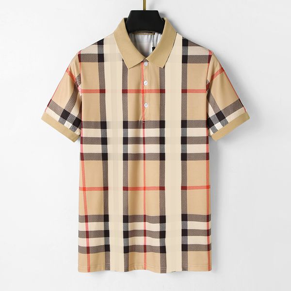 Nova camisa polo masculina designer 2024 camiseta feminina de algodão de alta qualidade xadrez listrado impressão juventude high-end escritório casual roupas de manga curta polo M-3XL