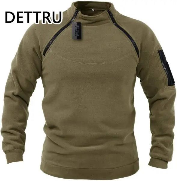 Kış Mens Askeri Sweatshirt Polar Fermuar Külot Moda Moda Düz Renk Gloos Lamb Kalın Ceket Erkekler Giyim Sokak Giyim 240115