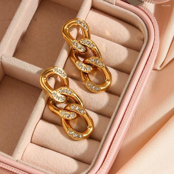 Baumelnde Ohrringe 2024 Modedesigns Anlauffreier Zirkon Eingelegte Goldkette für Frauen Boho Zierliche Huggie Geschenk Schmuck Geschenke