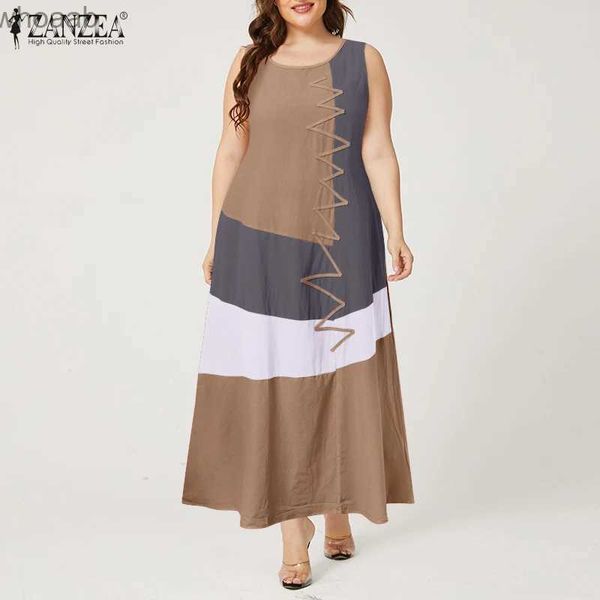 Basic Casual Dresses ZANZEA-Robe rond femme robe caftan coutures docusens ducative fminine d't grande YQ240115