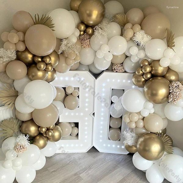 Parti Dekorasyonu 140pcs Bej Altın Balonlar Kemer Çelenk Kiti Kum Beyaz Çıplak Balon Düğün Gelin Dekor Vaftiz Bebek Duş