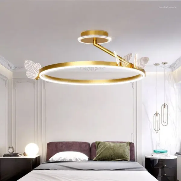 Kronleuchter Licht Luxus Schlafzimmer Pendelleuchte Warm Butterfly Kreative Deckenbeleuchtung 2024 Moderne einfache Master-Lampen