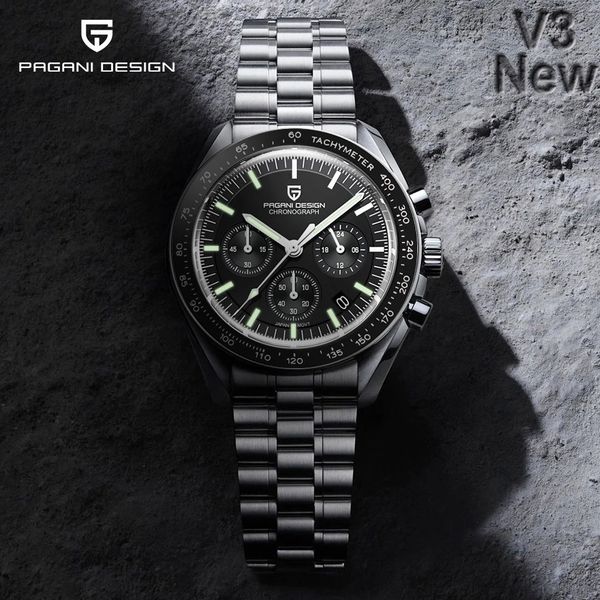 Pagani design relógios masculinos topo de luxo relógio de quartzo para homens data automática velocidade cronógrafo ar safira espelho relógio de pulso 240115