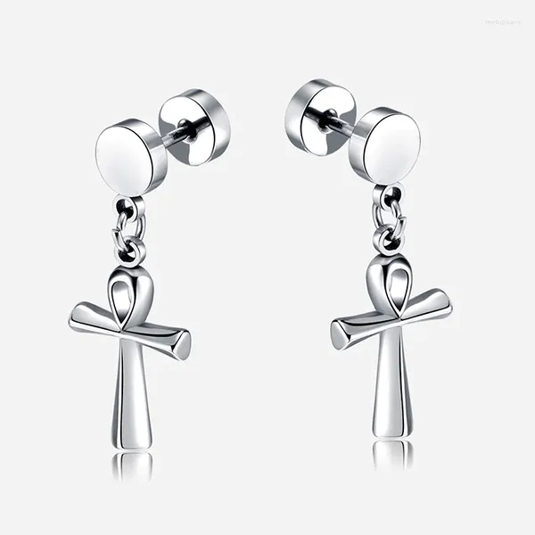 Ohrstecker Koreanische Einfache Retro Klassiker Kreuz Ohrring Männer Edelstahl Version Ohrstecker Trendy Street Hip-hop Schmuck Für Frau Junge