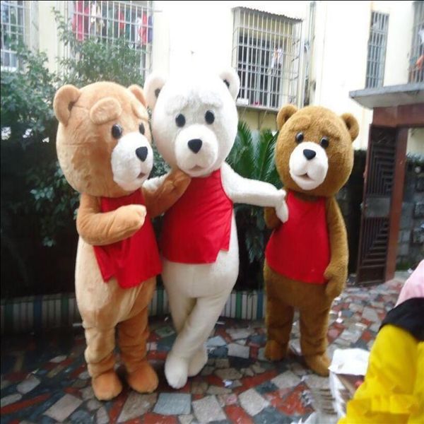 2018 Fábrica Teddy Bear of TED Adult Mascot Costume para Hallowmas Chrstmas party266S