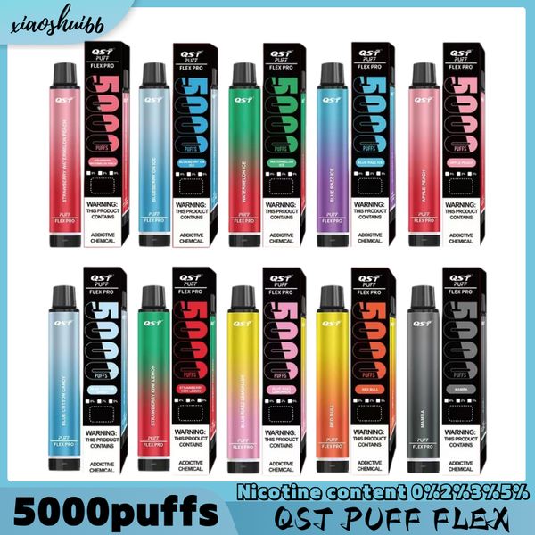 Qst Flex Puff 5000 Einweg-Vape-Stift-Kit Original Vaporizer E Zigaretten vorgefüllte Pods Patronen Puffs Ecaretten 0%2%3%5%