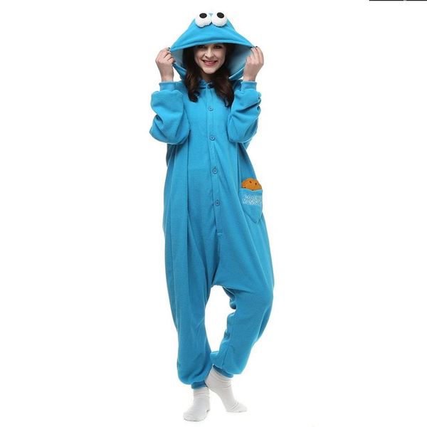 Costume in pile polare Kigurumi Cartoon per adulti di Cookie Monster per la festa di Capodanno, Carnevale di Halloween, benvenuto Drop 246P