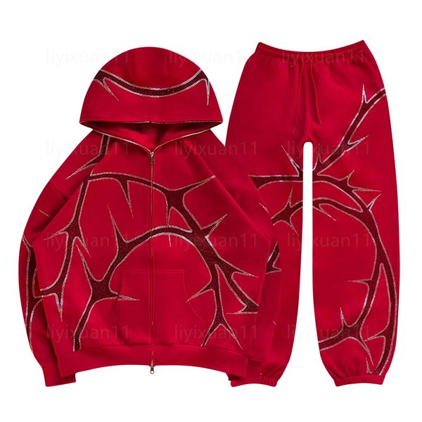 Designer -Schweißhemden Thorn Hoodie Neues Produkt Thorn Strass Strsestone Hoodie Thorn Strass Reißverschluss Winter Hip Hop Punk High Street Bügelend Diamo 8785