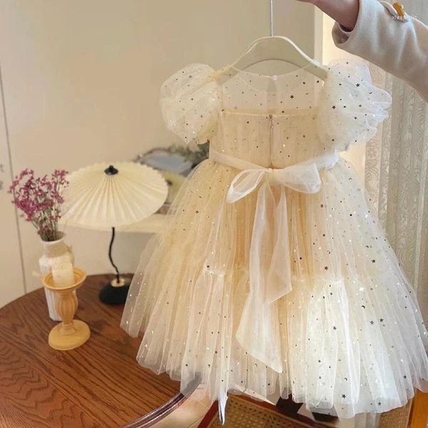 Vestidos de verão para meninas de 1 a 6 anos, vestido infantil de princesa tutu para festa de aniversário, vestido de malha para casamento e crianças