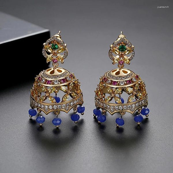 Baumelnde Ohrringe Jhumka Ohrringe Glöckchen Perlen Quaste Jhumki Tropfen Ohrring Ethic Tribal Schmuck Bollywood Zirkon Ohrstecker Retro Gypsy