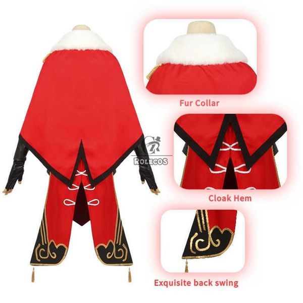 ROLECOS Genshin Impact Beidou Cosplay Kostüm Damen Schwarz Rot Halloween Kleid Umhang Komplettes Set Y0913273P