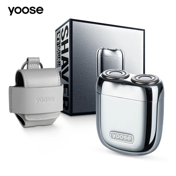 yoose Mini-Elektrorasierer für MännerWasserdichte Rasierer für MännerElektrorasierer Nass-Trocken-USB-CWiederaufladbarTragbare Ledertasche 240115