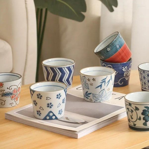 Xícaras de chá 1 peça retrô japonesa xícara de cerâmica tigela de porcelana caneca de café doméstica tarde xícara de chá atacado