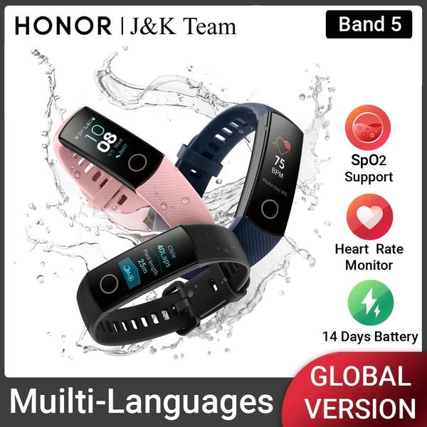 Браслеты Honor Band 5, глобальная версия, смарт-браслет AMOLED, умные часы Huawei, Heart Rage, ftness, трекер сна, плавание, спорт, трекер, GPS