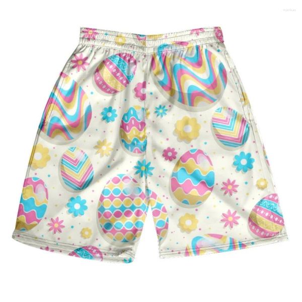 Shorts masculinos kawaii páscoa desenhos animados ovos de sorte 3d impressão corredores casal unisex streetwear homens casual esporte praia legal homme pano