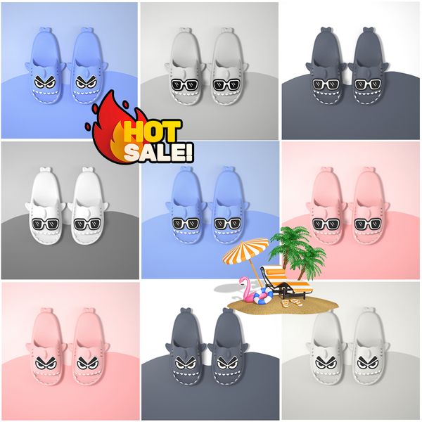 Designer sapatos chinelos de borracha slides sandália plana flores tubarão moda praia flip flops banheiro verão mulheres homens slider