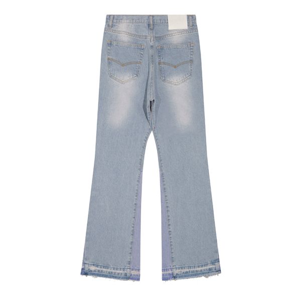 Calças jeans masculinas da moda dos EUA, calças jeans largas ideais para estilos casuais vintage lavados calças jeans bottoms 24ss 0115