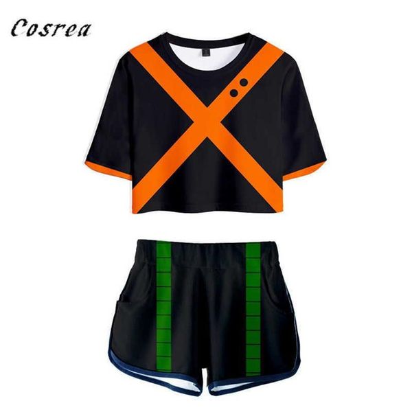 Anime Mein Hero Wissenschaft Cosplay Zwei Stück Sets Frauen Sexy T-shirt Shorts Boku Keine gym uniform Trainingsanzug Mädchen Y09132518