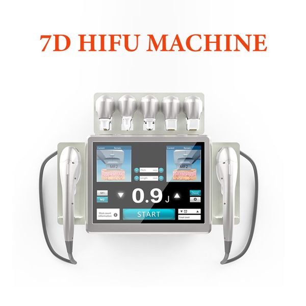 7D HIFU Maschine Ultraschall Hautpflege Anti Falten Gesicht Hals Lift Körper Abnehmen Salon Schönheit Ausrüstung 7 Patronen Doppel griffe