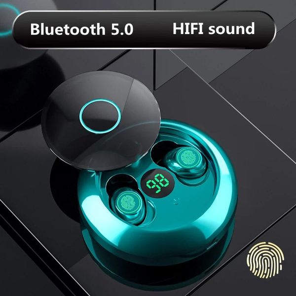 Auricolari TWS Auricolari Bluetooth Mini Cuffie wireless invisibili HIFI Stereo Cuffie sportive impermeabili LED Touch Auricolari con microfono