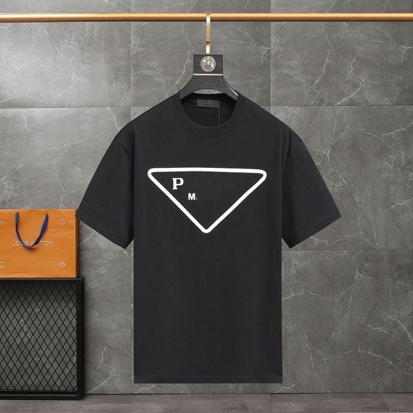 Designer Mens Camisetas Luxo Triângulo Logotipo Manga Curta Camisa Mulheres Ventilar Puro Algodão Camiseta Verão Moletom Tamanho Asiático