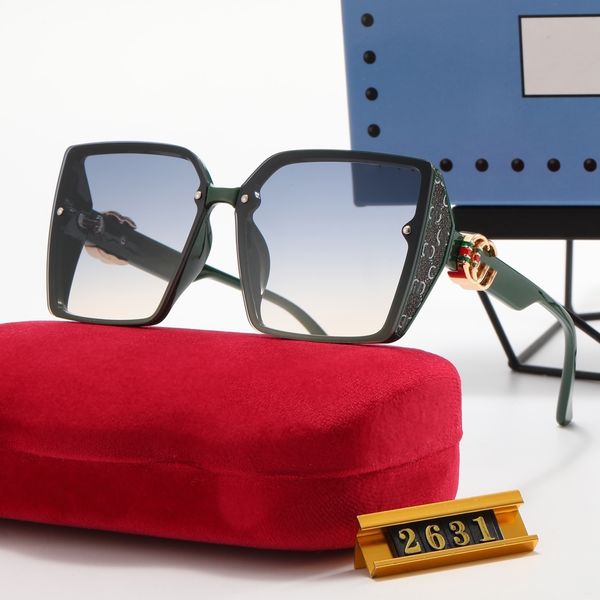 Übergroße Damen-Sonnenbrille 2631S, klares Grün, Rot, quadratischer Rahmen, Sonnenbrille für Damen, Sommerstil, hochwertige Anti-Ultraviolett-Retro-Schild-Linsenplatte, kommt mit Box