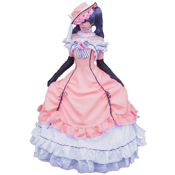 Anime Black Butler Ciel Phantomhive Cosplay Kadınlar Victoria Ortaçağ Balo Elbise Costume2889