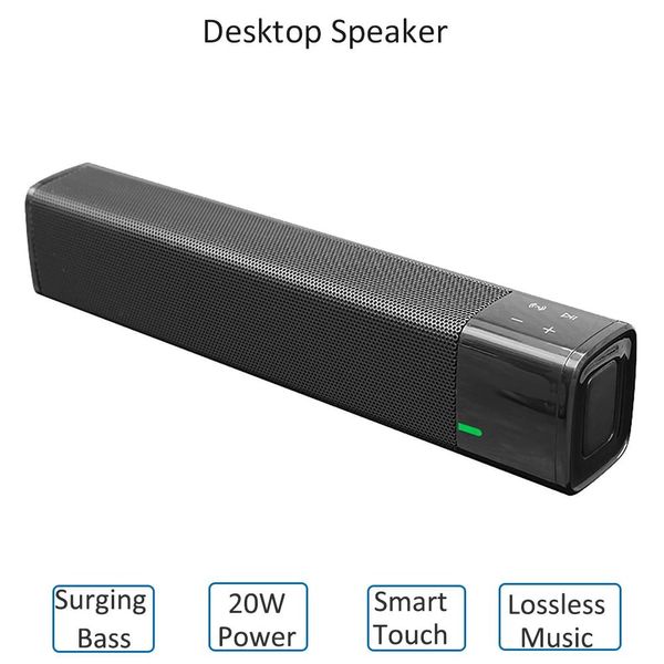 Alto-falantes 20W Mini portátil sem fio Soundbar Wireless Desktop Speaker BT 5.0 Bass HIFI Stereo Altifalante para Smartphone TV Soundbar PC