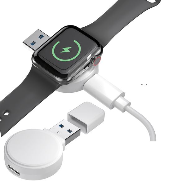 Mini caricabatterie wireless magnetico per Apple Watch serie 9 8 7 6 SE Dock di ricarica rapida portatile USB tipo C iWatch