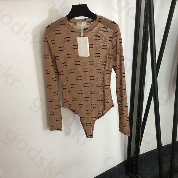 Rebanho carta malha bodysuit feminino designer manga longa camisa de malha moletom feminino verão esportes topo