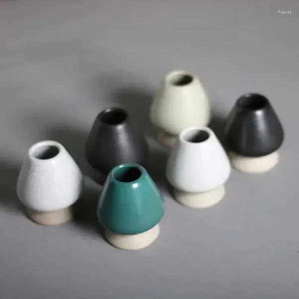 Set di stoviglie per il tè Porta spazzole Chasen Ciotola giapponese Articoli in ceramica Frusta verde Strumenti per il tè Accessori Supporto Matcha Smerigliatrice Bambù