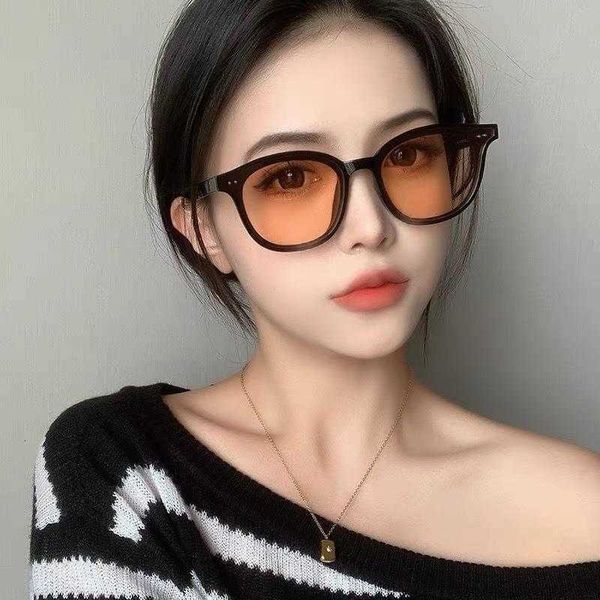 Новые сетчатые красные солнцезащитные очки с такими же ломтиками апельсина и рисовыми гвоздями, круглая маленькая оправа с солнцезащитными козырьками, женские корейские модные очки
