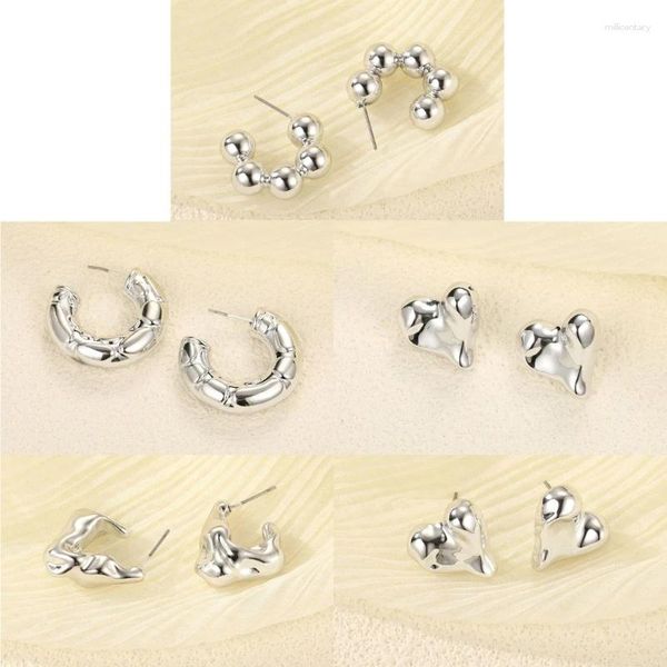 Orecchini a cerchio set di 7 orecchini auring a tubo cavo ornamento moderno e alla moda gioielli non piercing cerchio