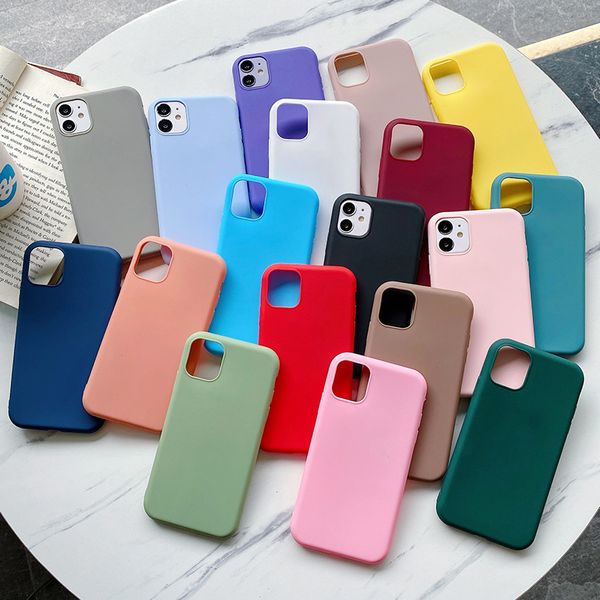 iPhone 15 Pro Max Weiche Silikon-Handyhülle für Apple 14 13 12 Samsung Galaxy S24 S23 Plus Note 20 Ultra Frosted TPU UV-Druck Blanko-Rückseite Coque Fundas 18 Einfarbig